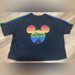 Disney Parks Mickey Castle Crop Top Black/Rainbow